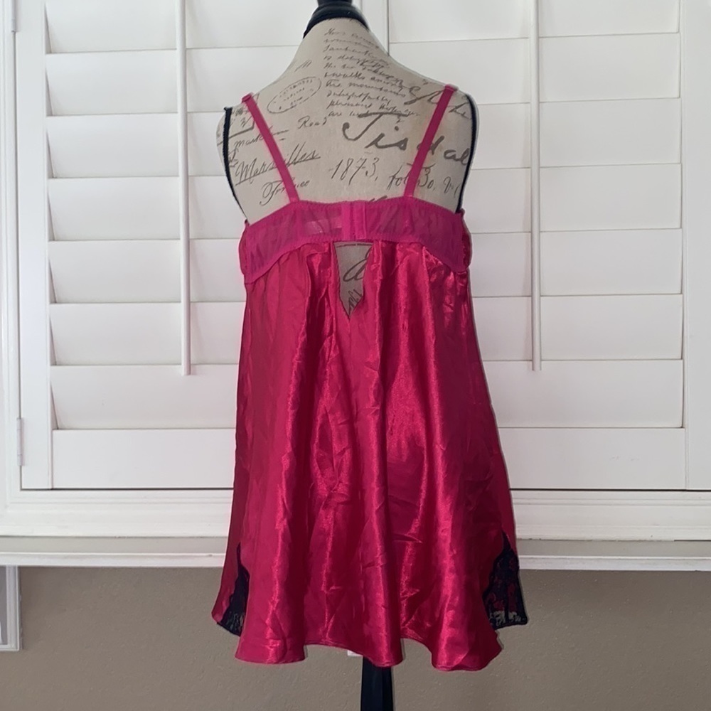 Cacique hot pink black lace babydoll chemise - Picture 4 of 12
